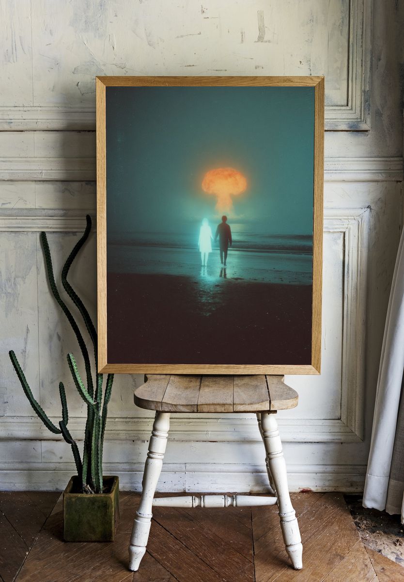 Couple by the Ocean — Surreal Art Print room preview