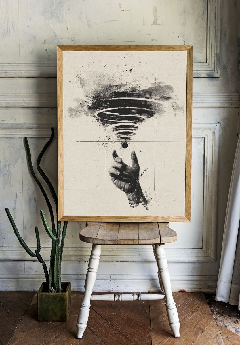 Surreal Hand Tornado Print. room preview