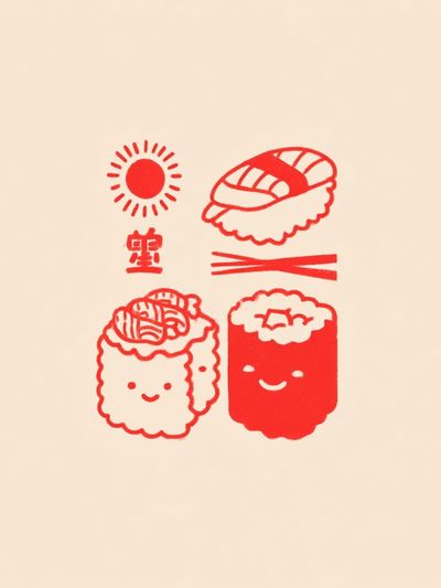 Cute Sushi Illustration Poster