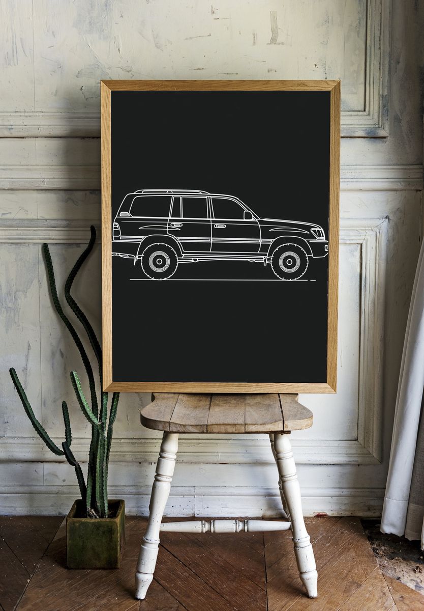 Off-Road SUV Line Art Poster. — room view 1