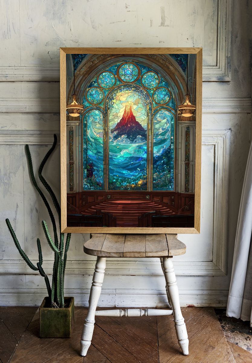 Volcanic Ocean — Stained Glass Print. room preview