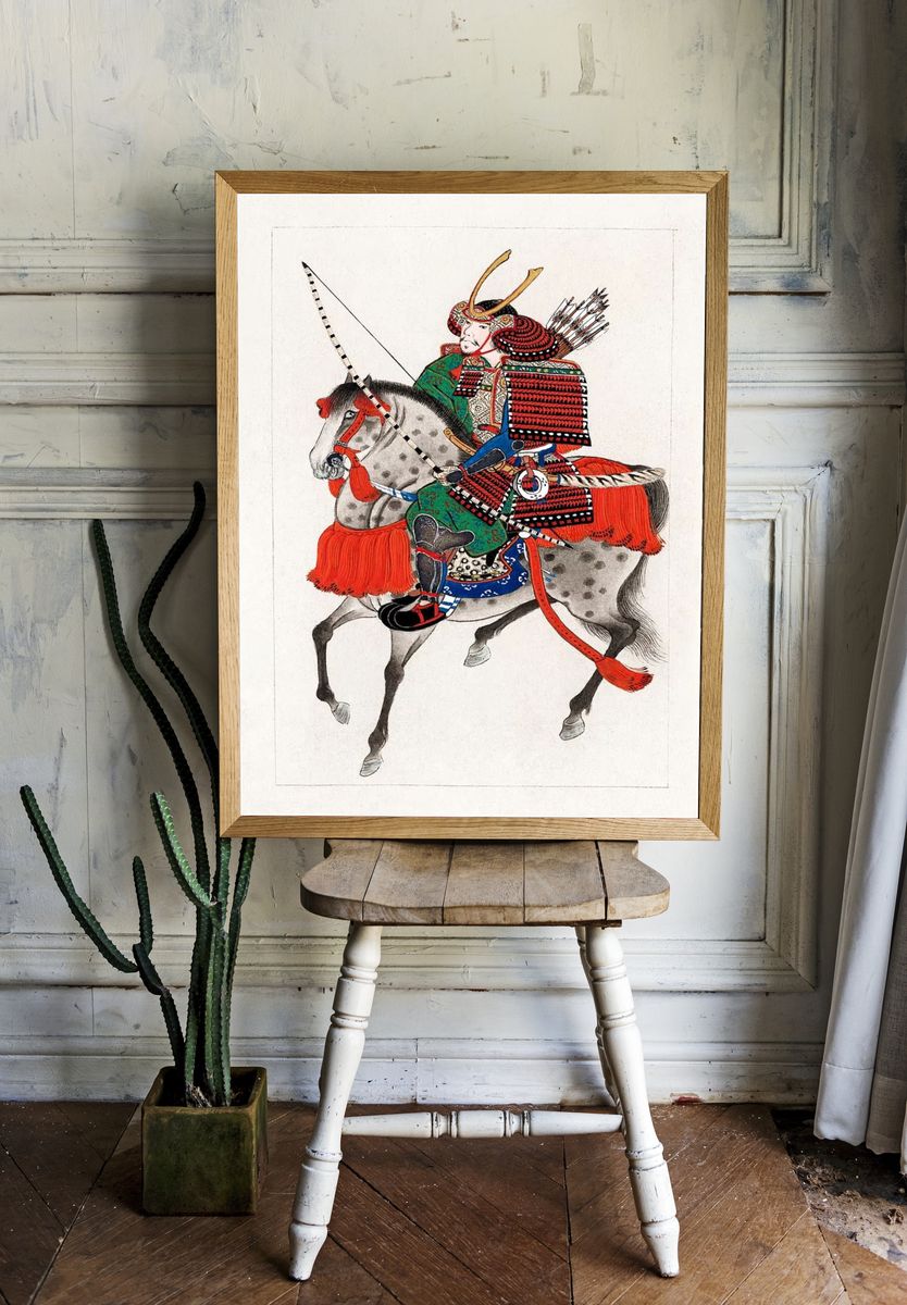 Samurai Warrior on Horse — Vintage Print room preview