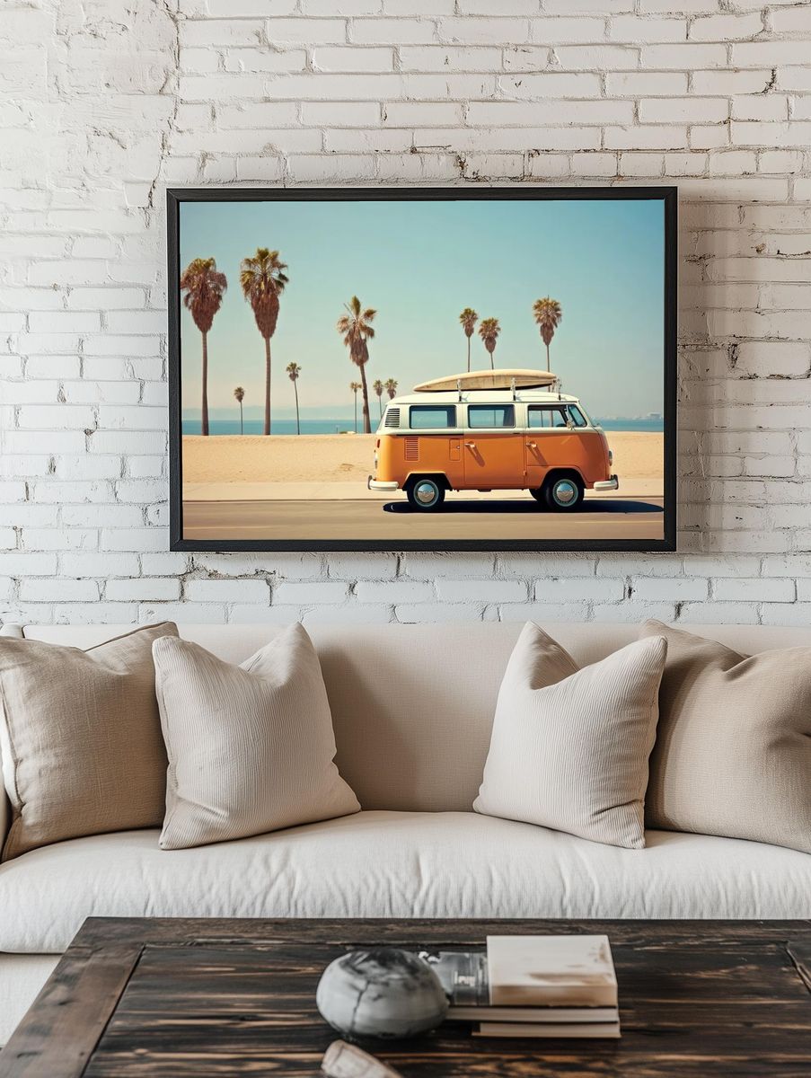 Vintage Surf Van — Retro Print. — room view 1