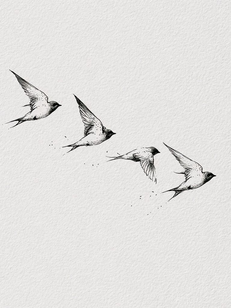 Swallows in Flight Minimalist Print. poster detail