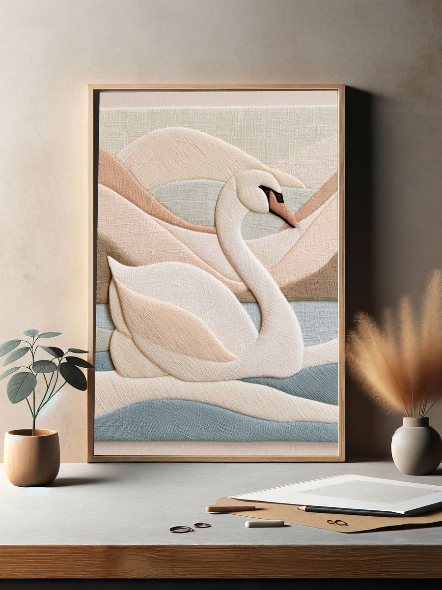 Swan Lake Textile Poster. — room view 2