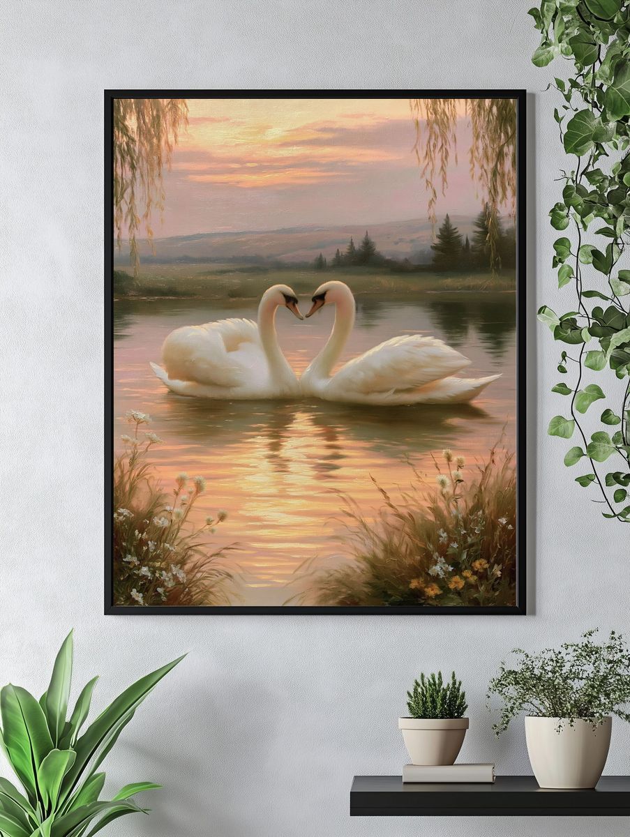 Swans at Sunset Fine-Art Print. — room view 4