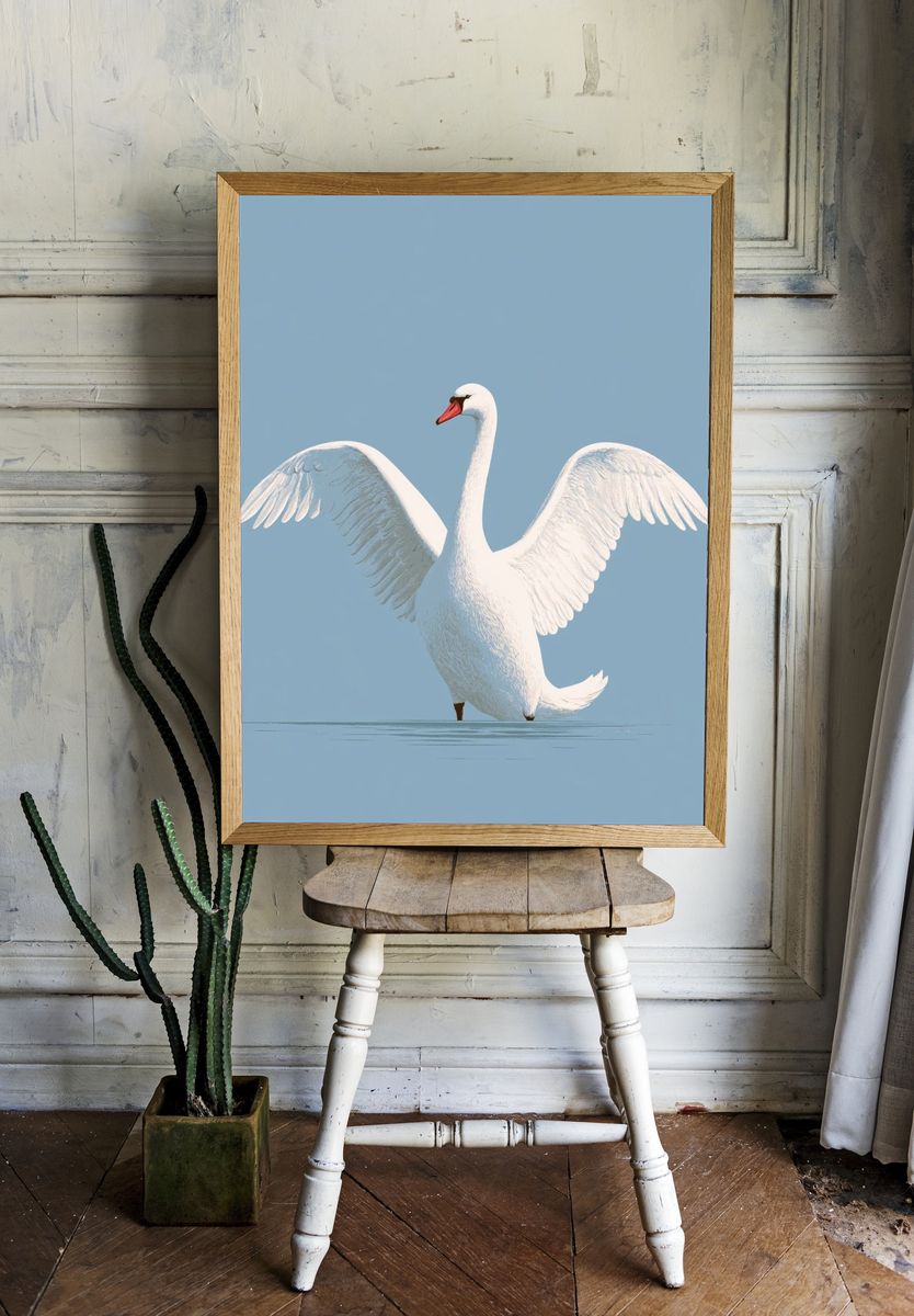 Elegant Swan Photography Poster. — room view 1