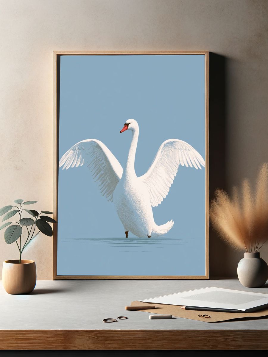 Elegant Swan Photography Poster. — room view 2