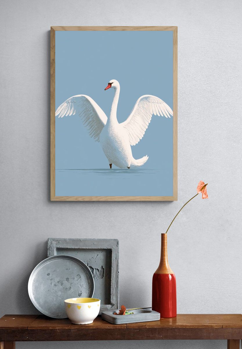Elegant Swan Photography Poster. — room view 3