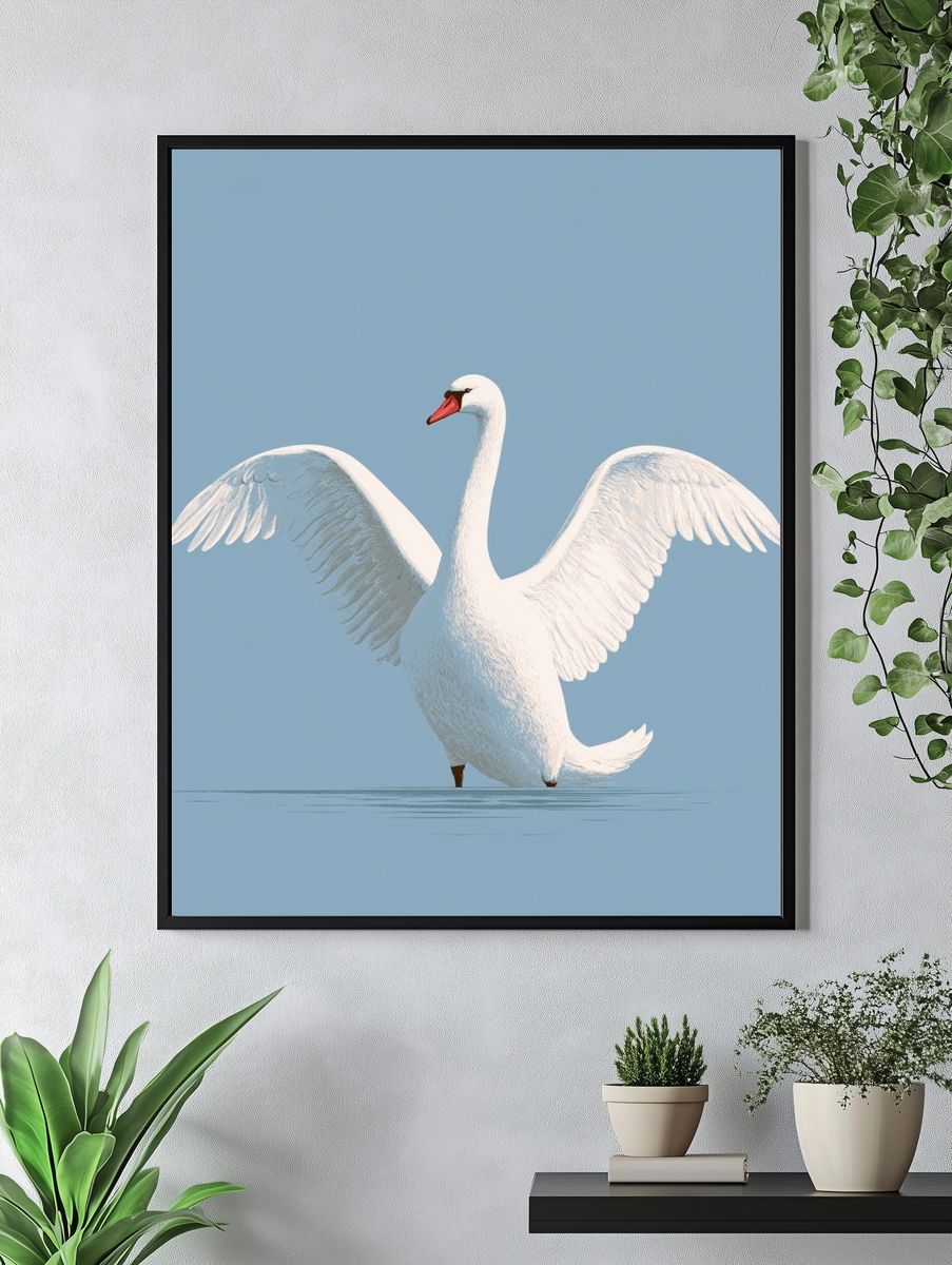 Elegant Swan Photography Poster. — room view 4