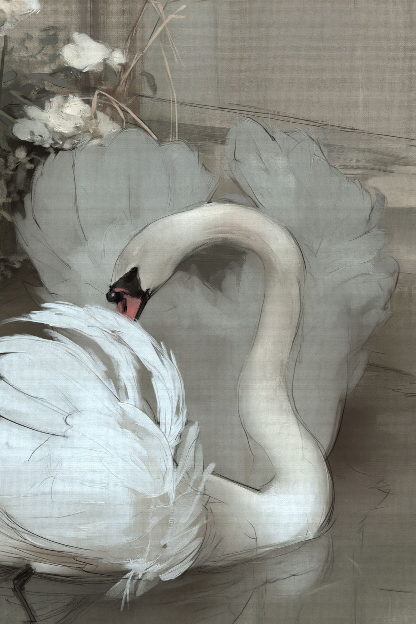 Swan Couple Fine-Art Poster. poster detail