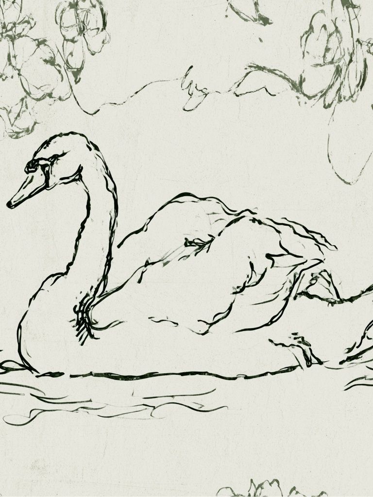 Swan Line Art Poster. poster detail