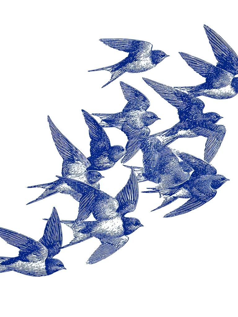 Swallow Flock Ink Poster. poster detail
