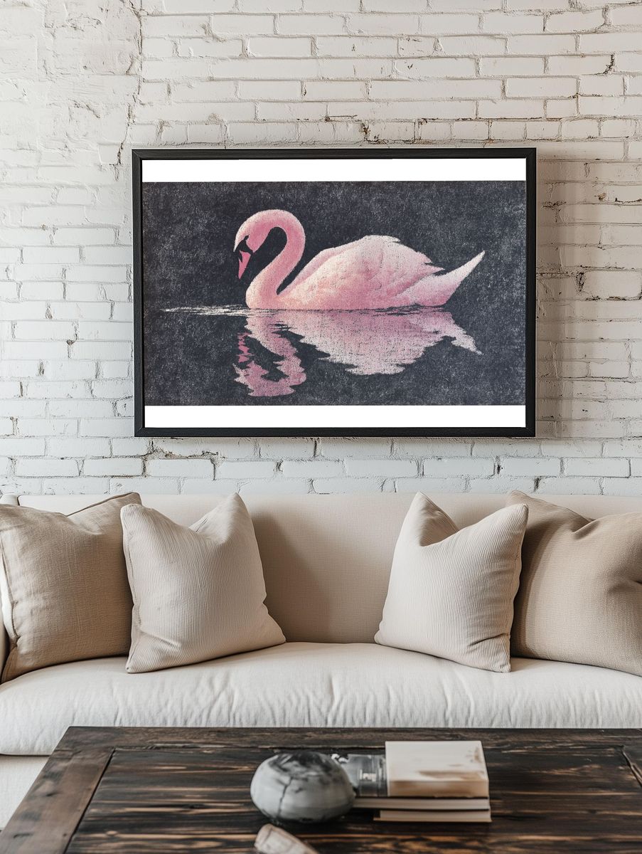 Pink Swan Reflection Poster room preview