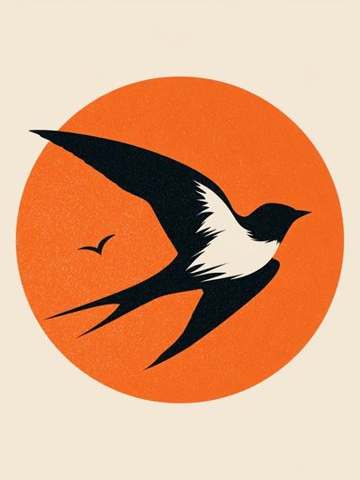 Swallow Silhouette Vintage Poster. poster