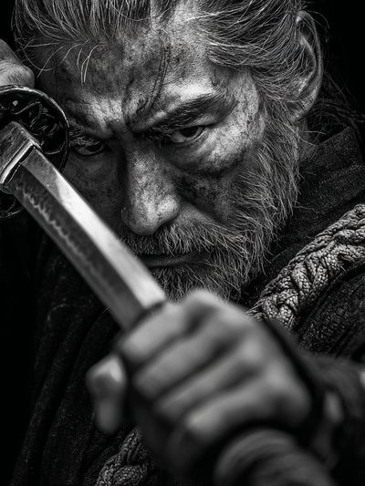 Samurai Warrior — Black-White Print. poster print