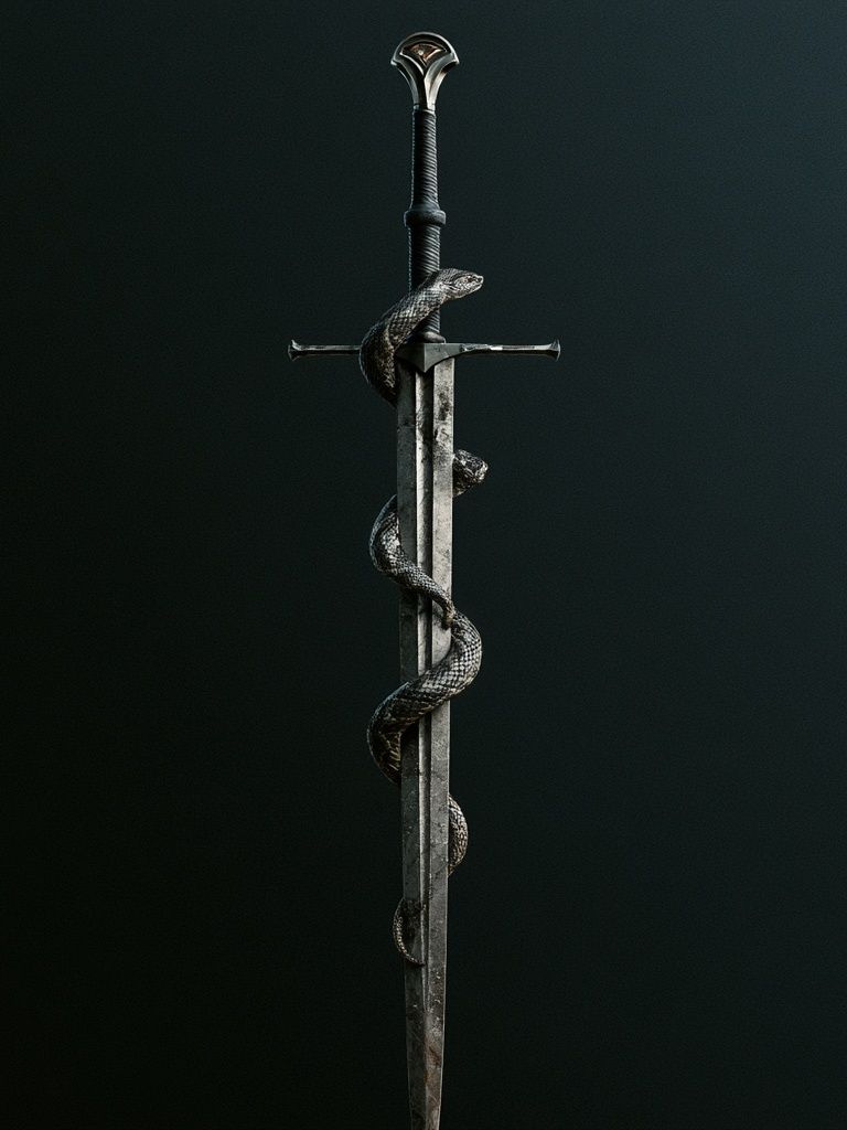 Sword and Serpent Dark Fantasy Print. poster — illustration art