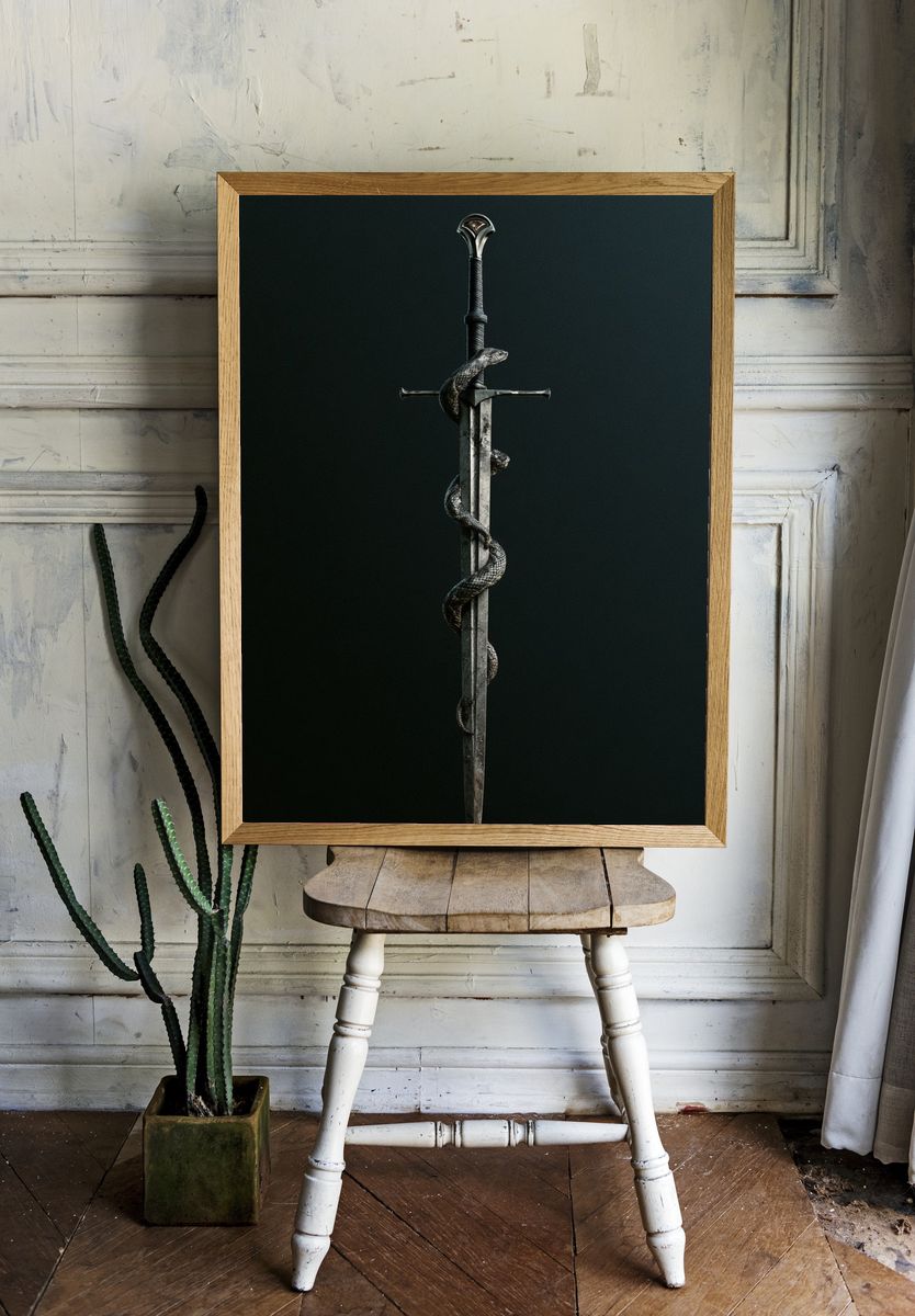 Sword and Serpent Dark Fantasy Print. — room view 1