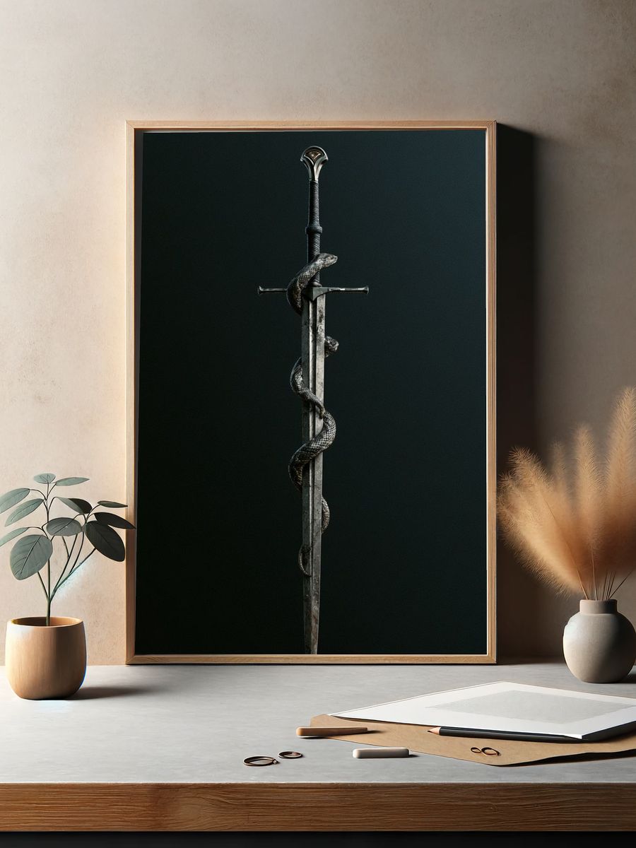 Sword and Serpent Dark Fantasy Print. — room view 2