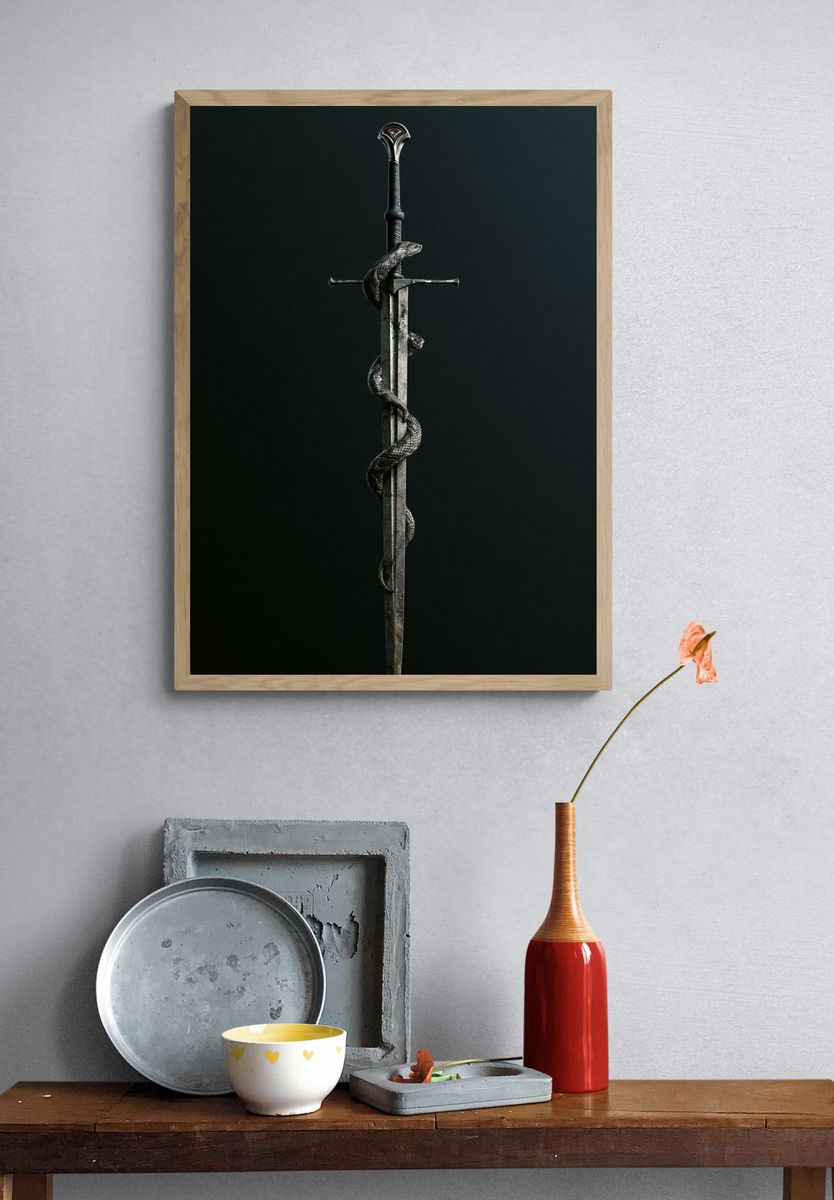 Sword and Serpent Dark Fantasy Print. — room view 3