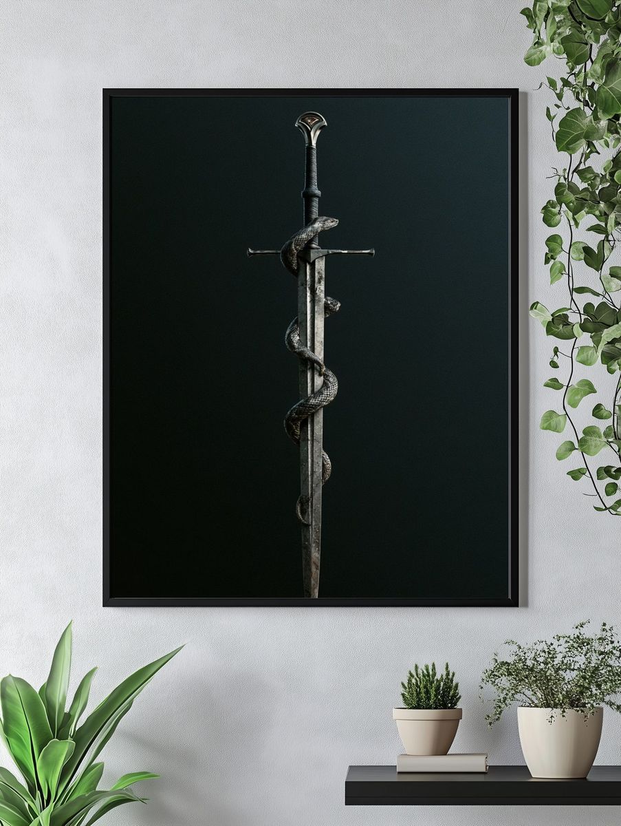 Sword and Serpent Dark Fantasy Print. — room view 4