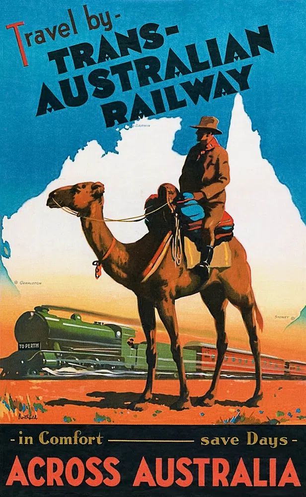 Trans-Australian Railway Vintage Travel Poster. poster detail