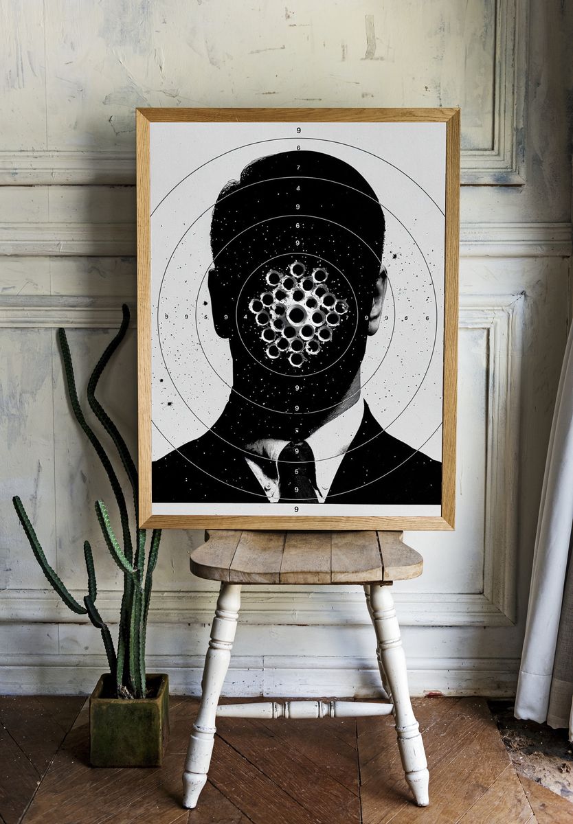 Targeted Man Silhouette Print. room preview