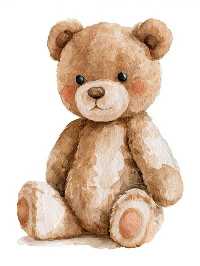 Watercolor Teddy Bear Nursery Print. poster