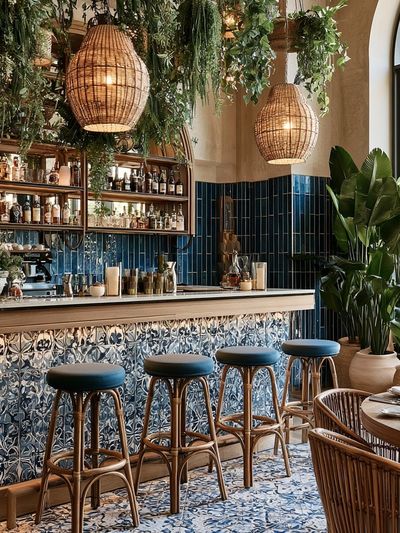 Tropical Bar Interior Photography Poster.