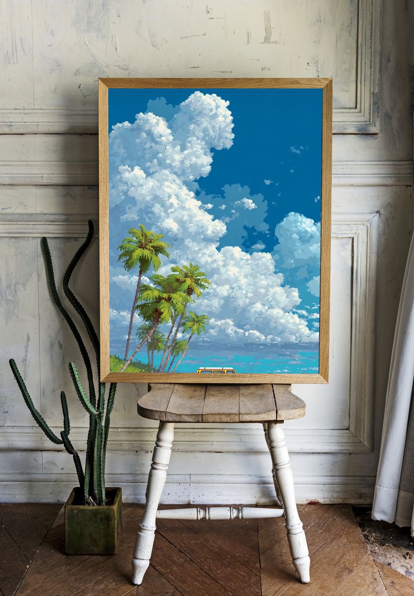 Tropical Beach Van Illustration Poster. room preview