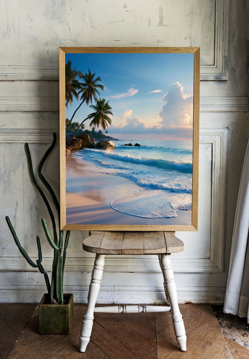 Tropical Beach Sunset Photography Poster. — room view 1