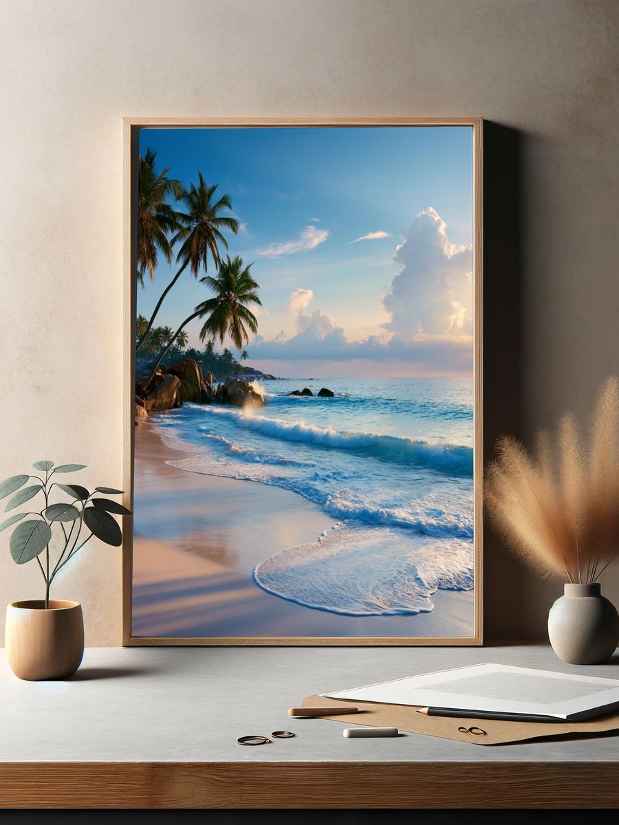 Tropical Beach Sunset Photography Poster. — room view 2