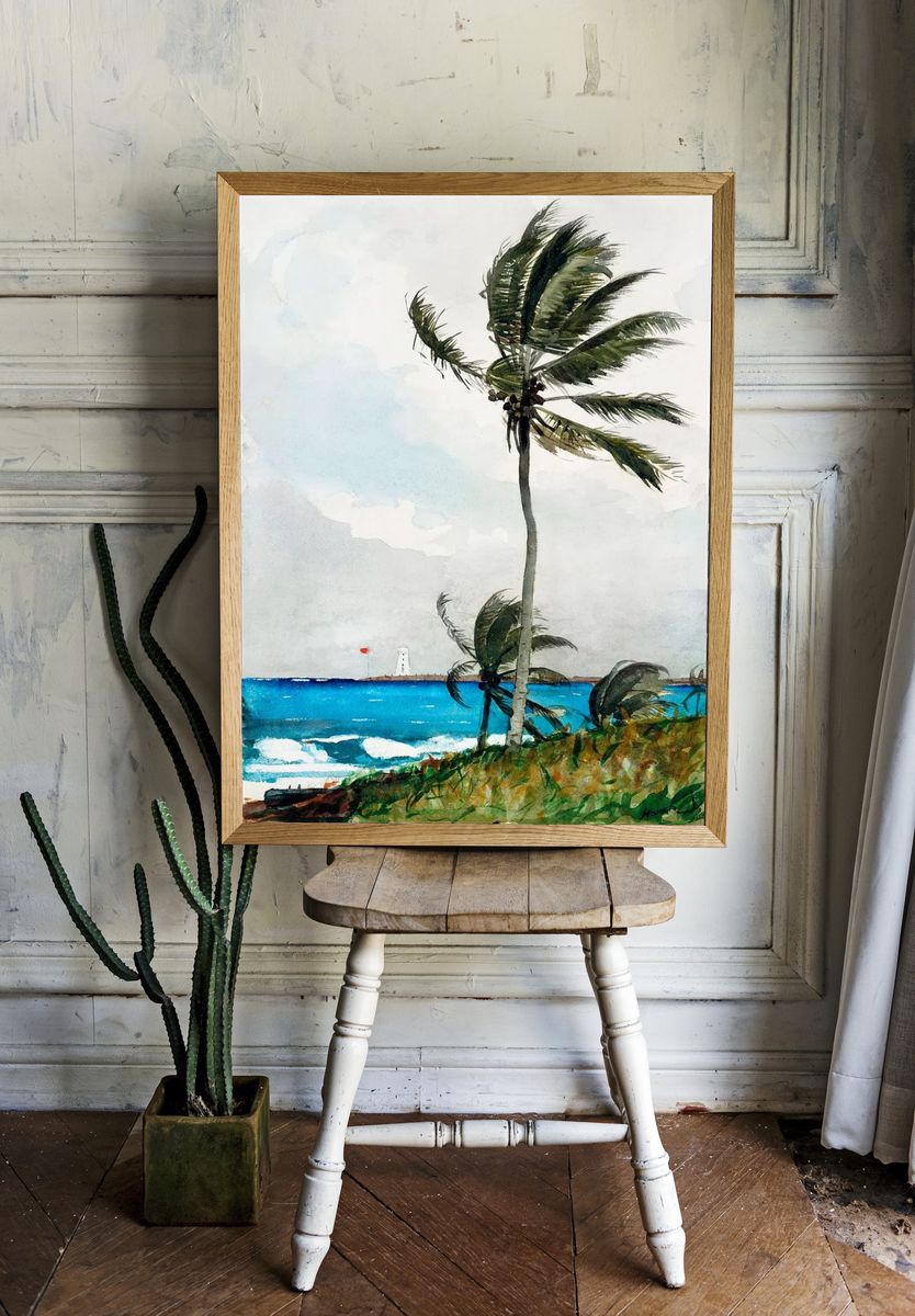 Tropical Beach Scene — Watercolor Print room preview