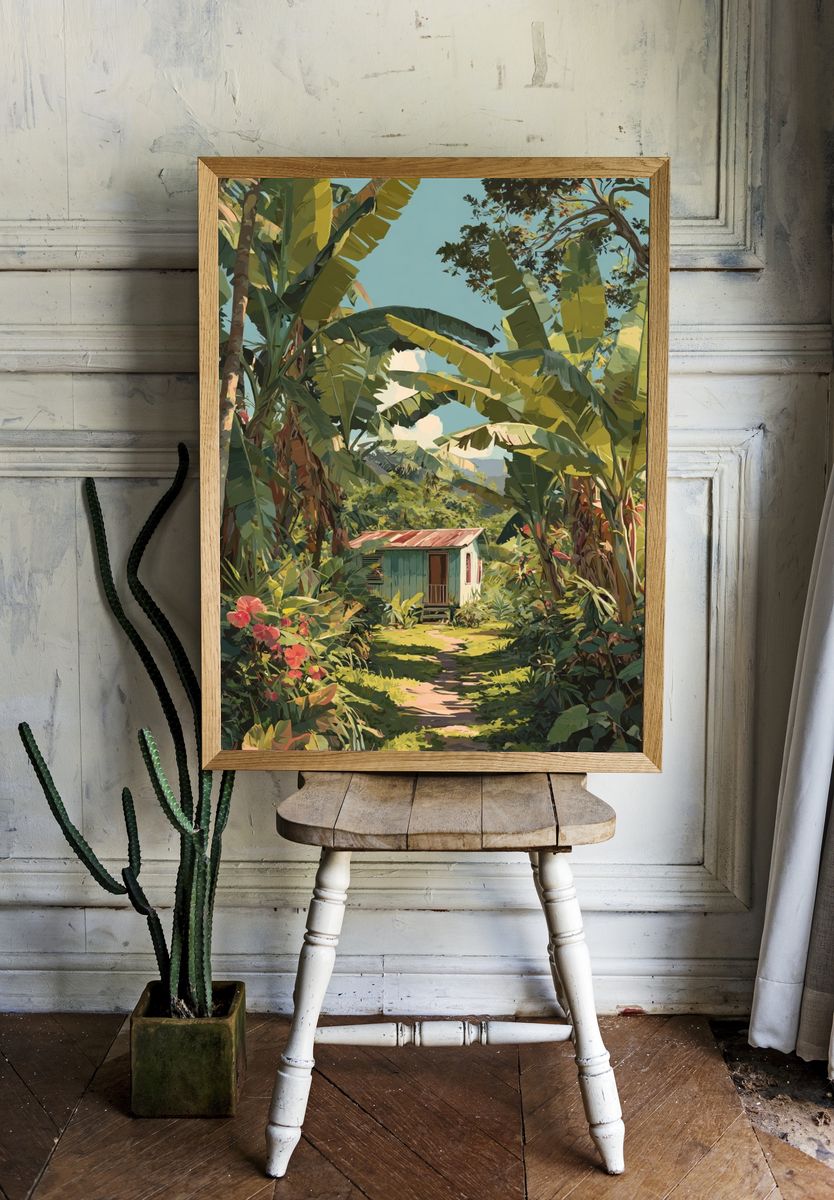 Tropical Cottage — Illustration Print room preview