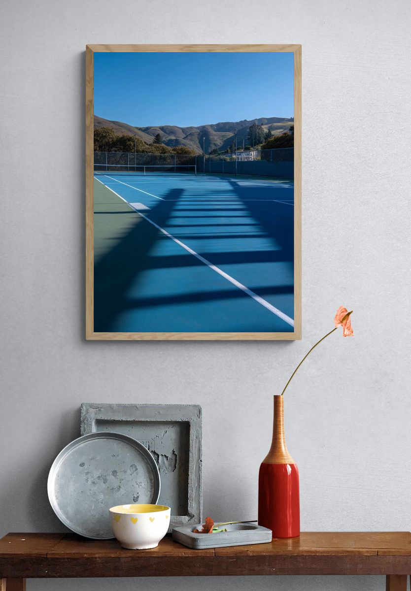 Tennis Court Shadows — Photography Print. — room view 3