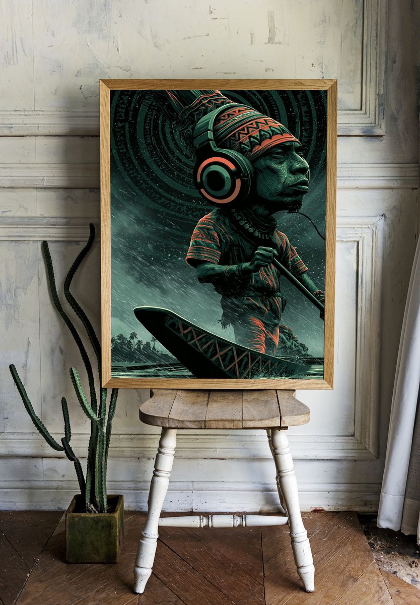 Tropical Drummer Digital Art Poster. room preview