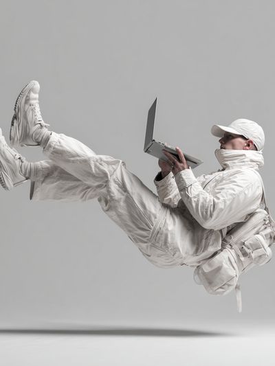 Floating Tech Enthusiast — Modern Photography Print. poster print