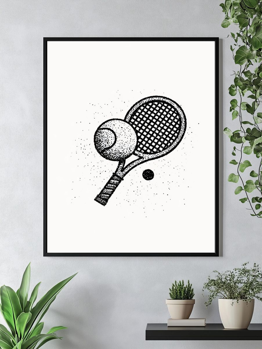 Tennis Rackets Ink Poster. — room view 4