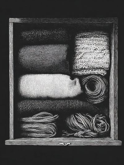 Textile Drawer Still Life Print. poster