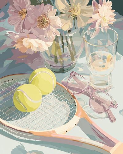 Tennis and Flowers — Art Print. poster