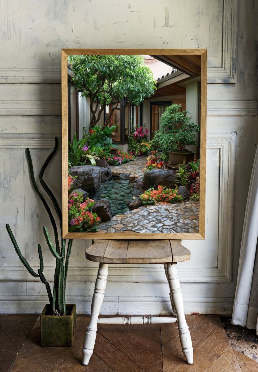 Tropical Courtyard Garden Photography Poster. room preview