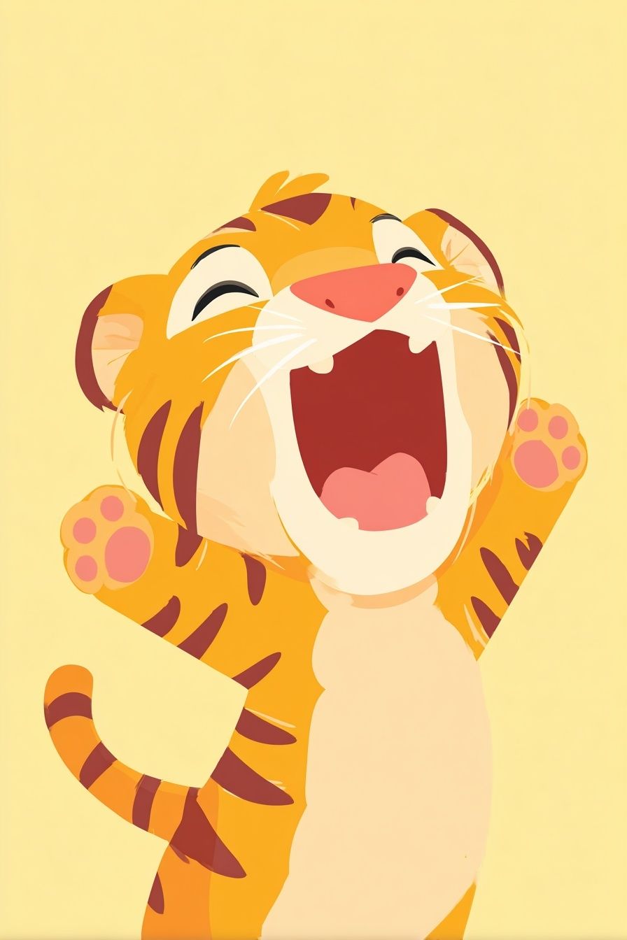 Happy Tiger — Cartoon Print. poster — animals art