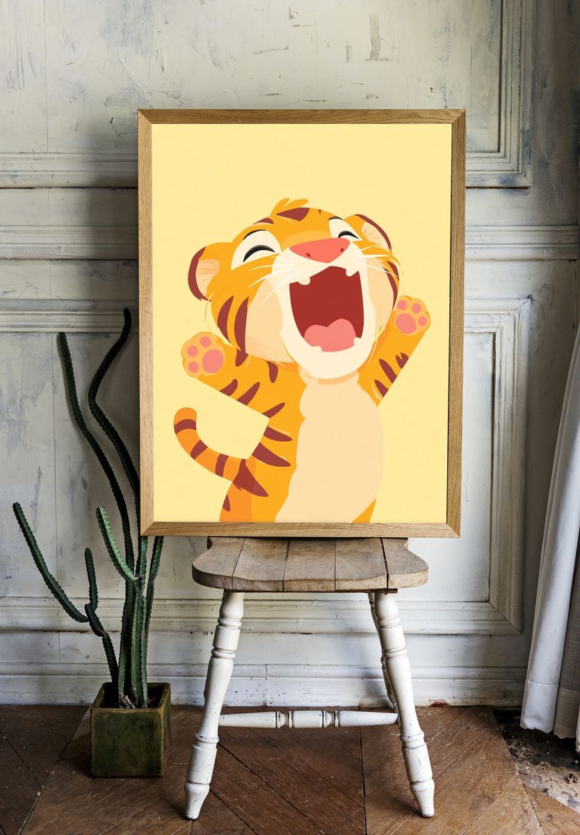 Happy Tiger — Cartoon Print. — room view 1