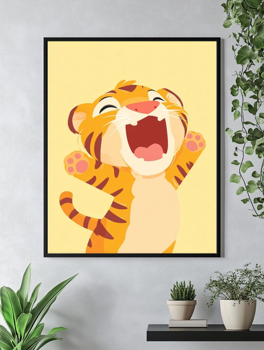 Happy Tiger — Cartoon Print. — room view 4