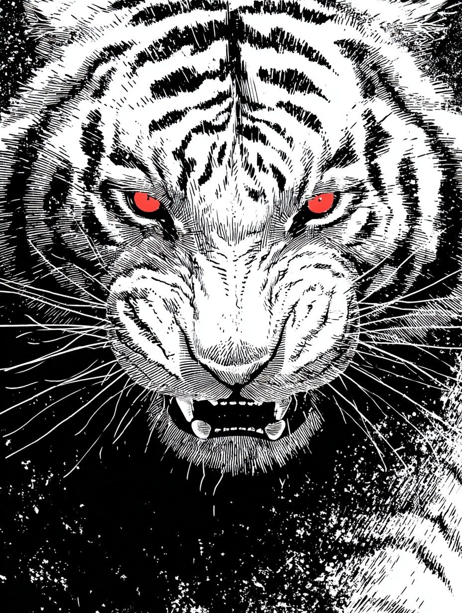 Fierce White Tiger Print. poster — animals art