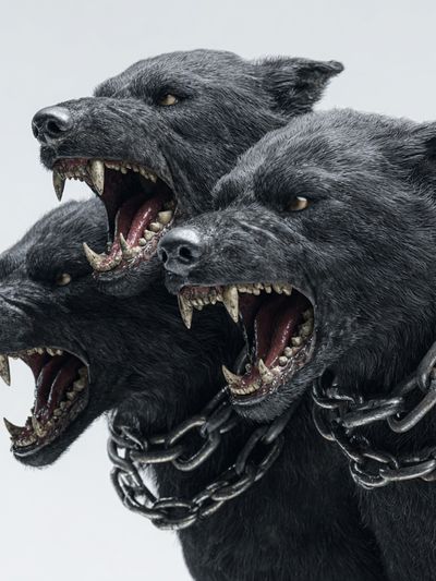 Three-Headed Dog — Fantasy Art Print. poster