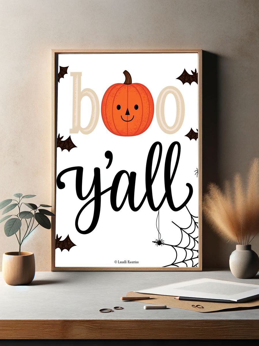 Boo Y'all Halloween Typography Poster. — room view 2