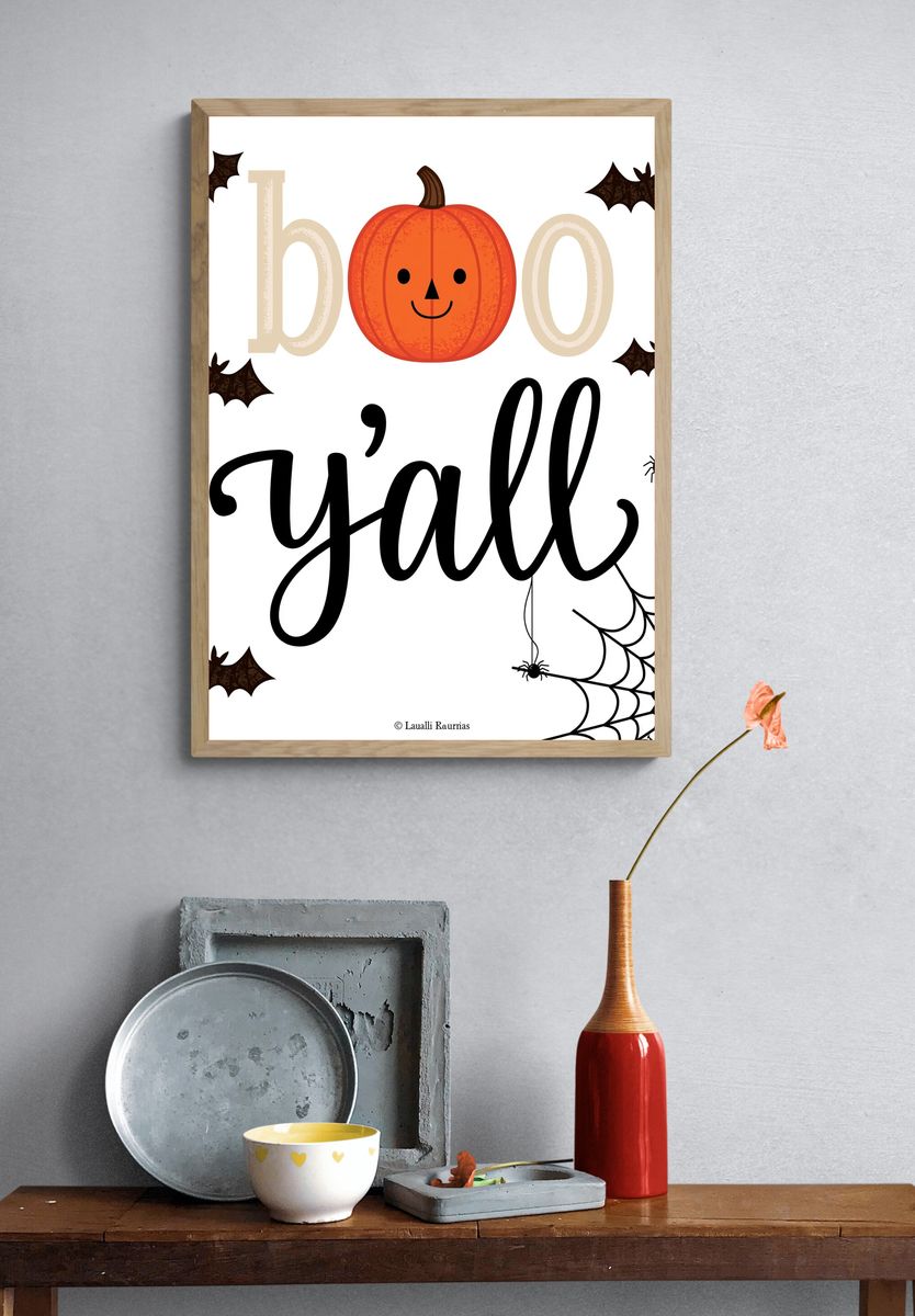 Boo Y'all Halloween Typography Poster. — room view 3