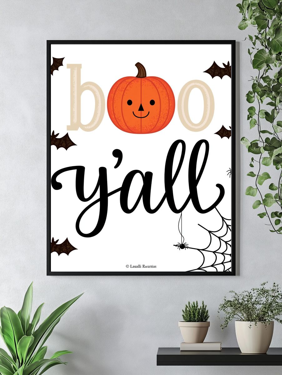 Boo Y'all Halloween Typography Poster. — room view 4