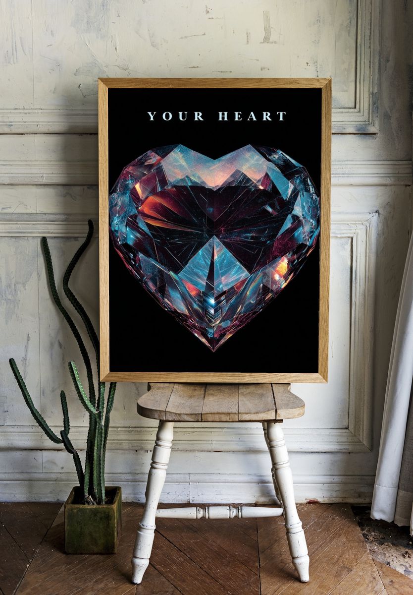 Crystal Heart Typography Poster. — room view 1